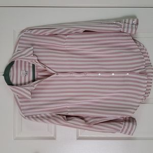 Pink + white long-sleeved button down: medium